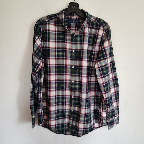 Boys SZ XL (18-20) Ralph Lauren Blue/Green Multi Long-Sleeve Dress Shirt - Picture 1 of 3